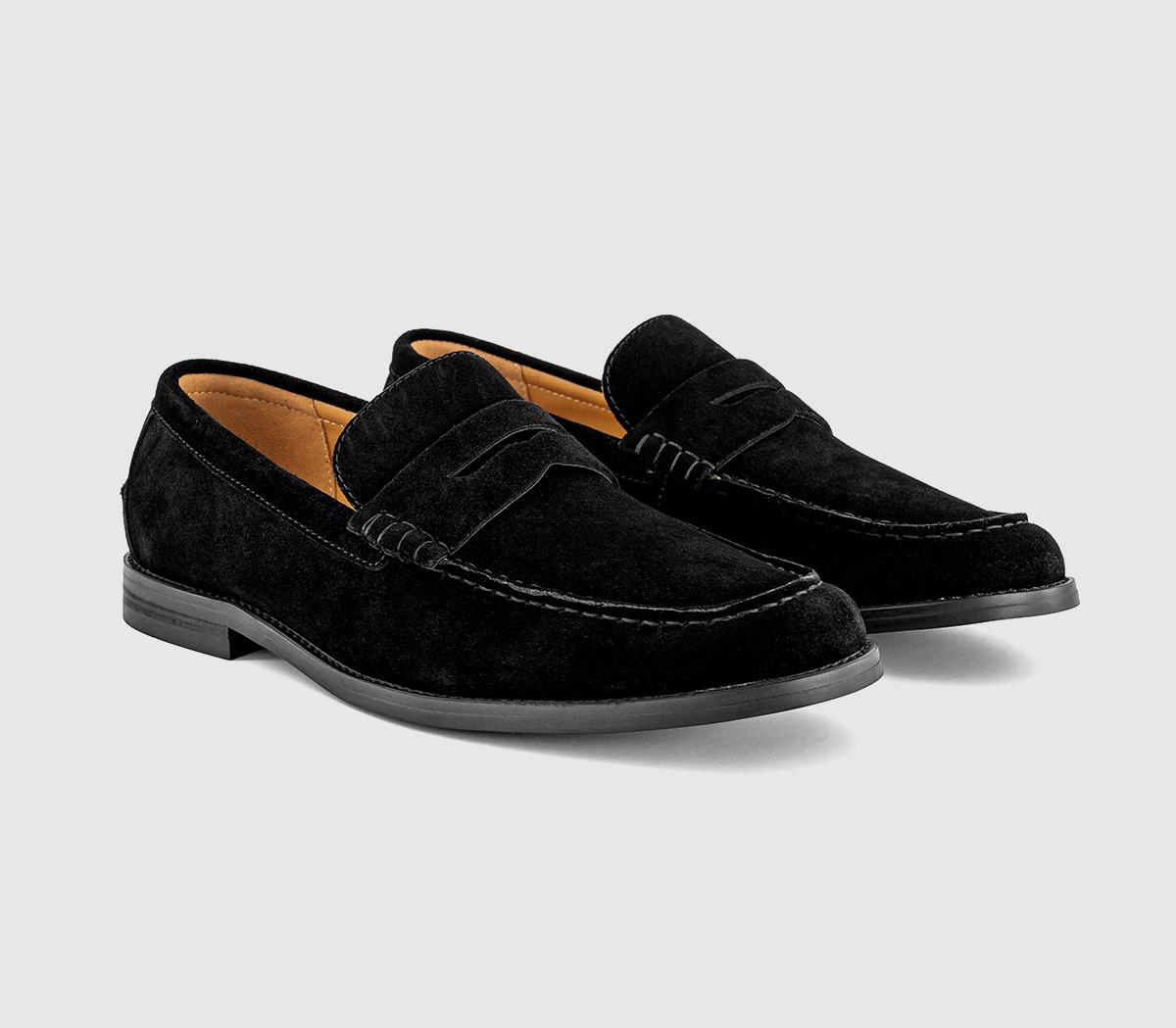 OFFICEMarcel Round Toe Penny LoafersBlack Suede