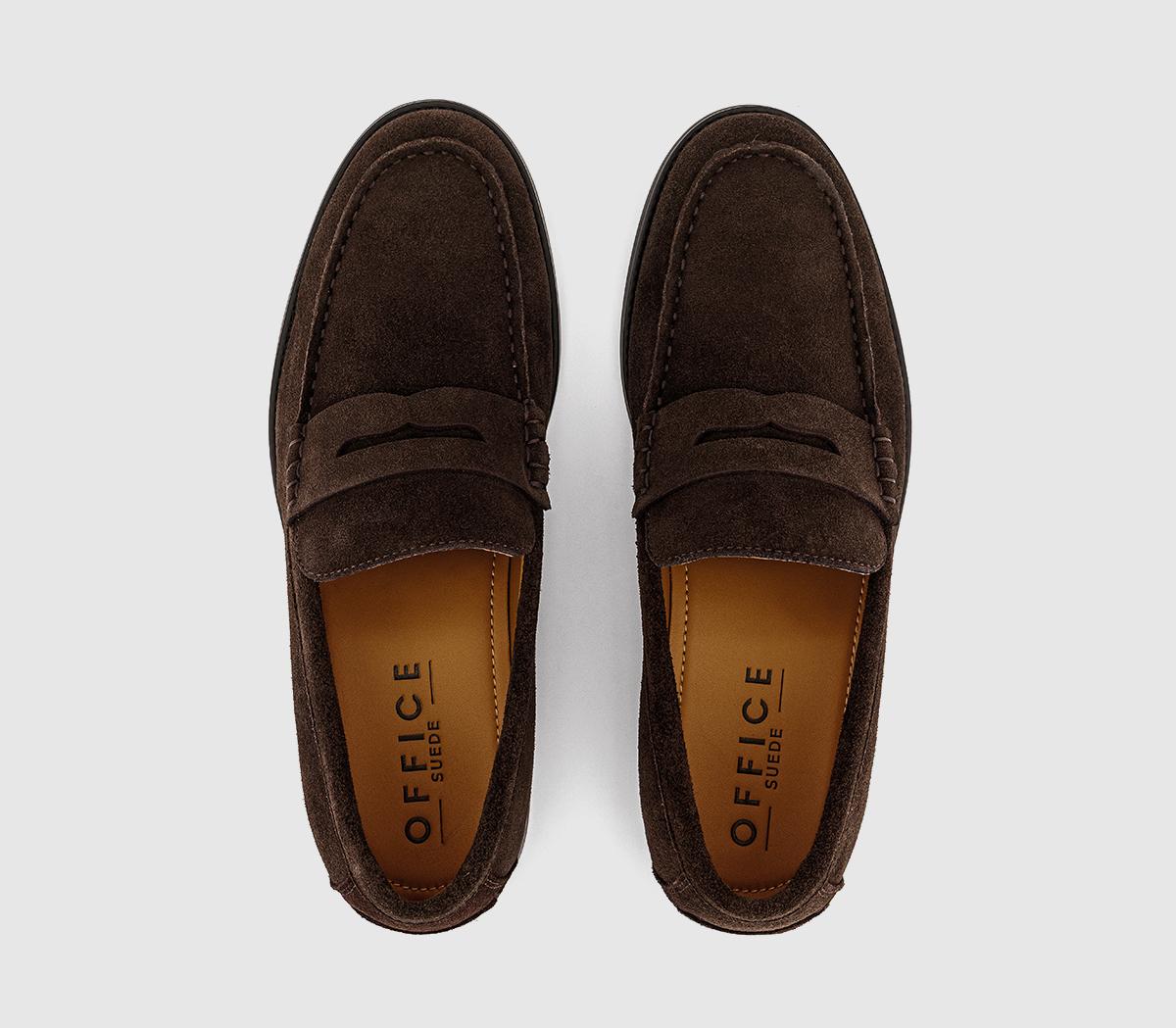 OFFICEMarcel Round Toe Penny LoafersBrown Suede