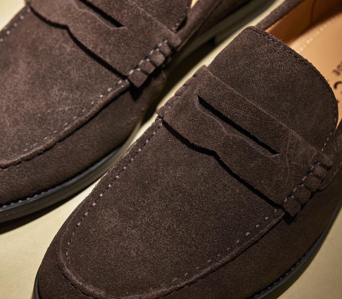 OFFICEMarcel Round Toe Penny LoafersBrown Suede