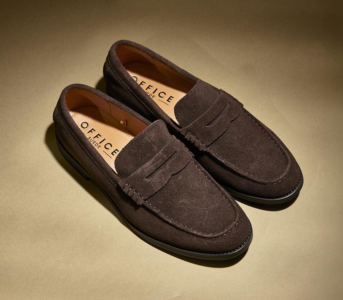 OFFICEMarcel Round Toe Penny LoafersBrown Suede