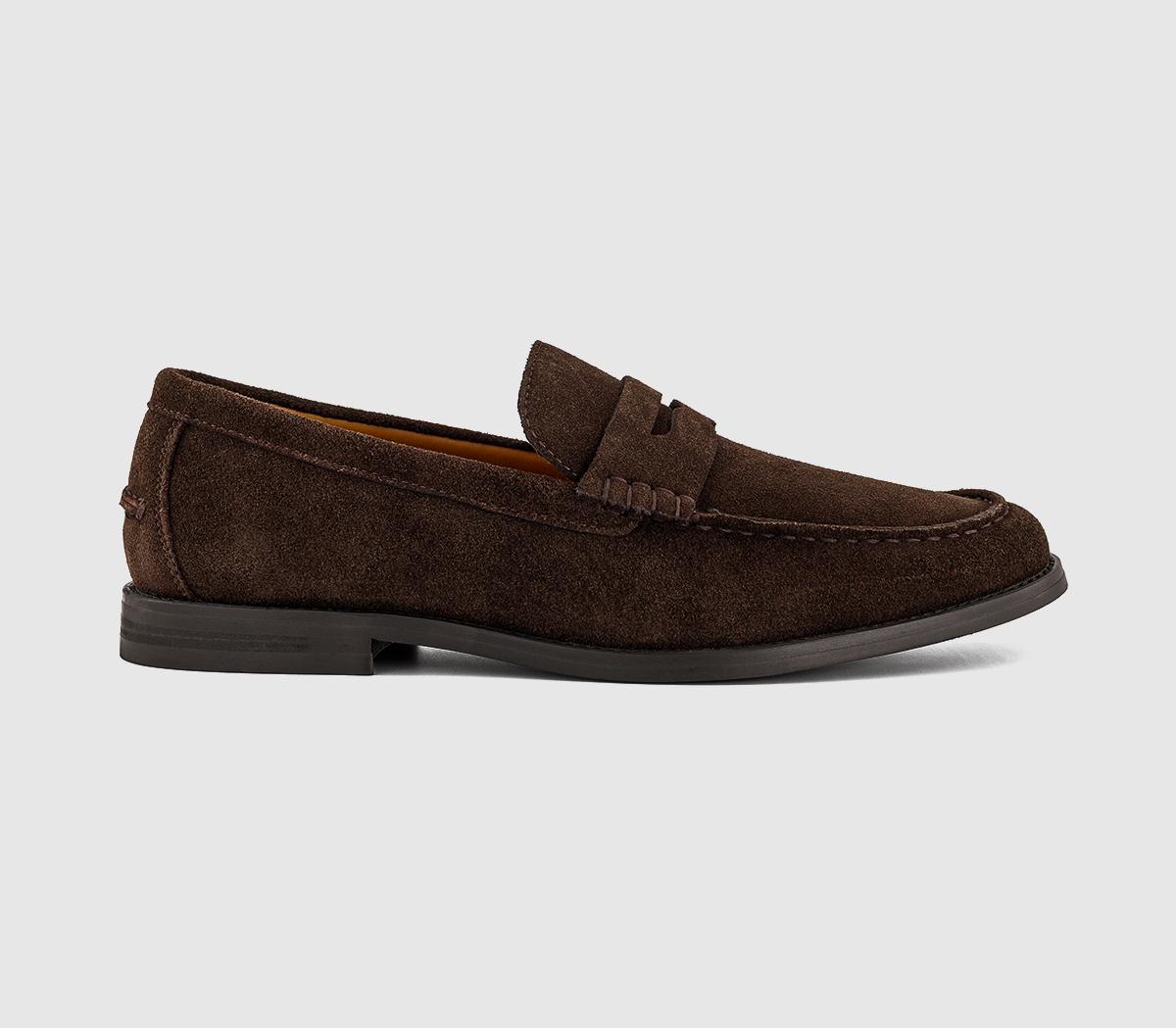 OFFICEMarcel Round Toe Penny LoafersBrown Suede