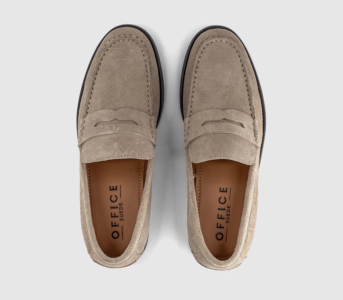 OFFICEMarcel Round Toe Penny LoafersBeige Suede