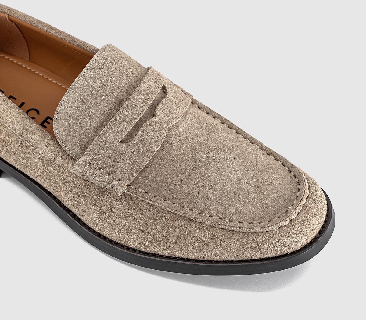 OFFICEMarcel Round Toe Penny LoafersBeige Suede