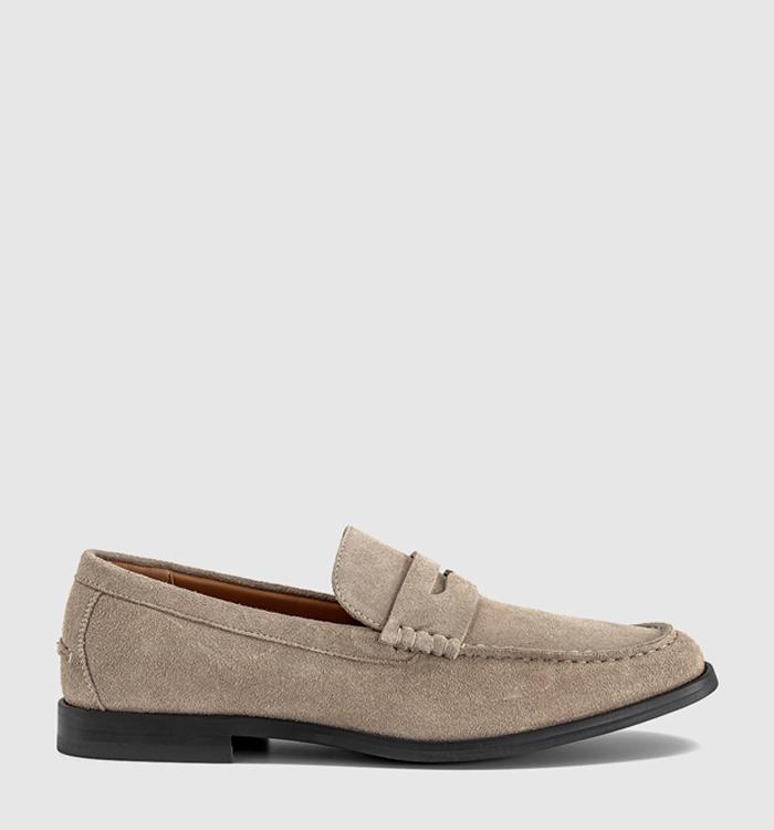 OFFICE Marcel Round Toe Penny Loafers Beige Suede