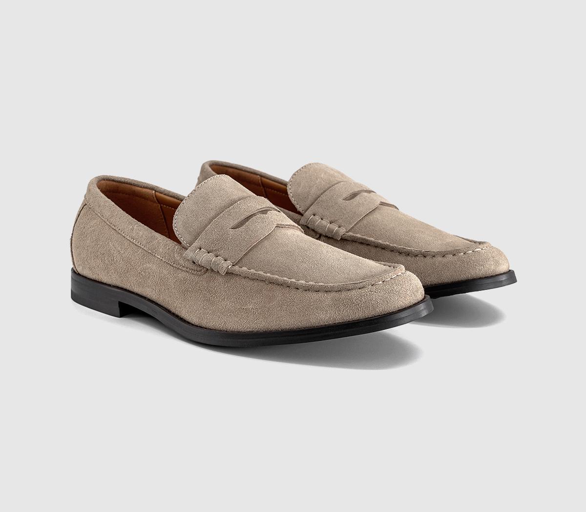 OFFICEMarcel Round Toe Penny LoafersBeige Suede