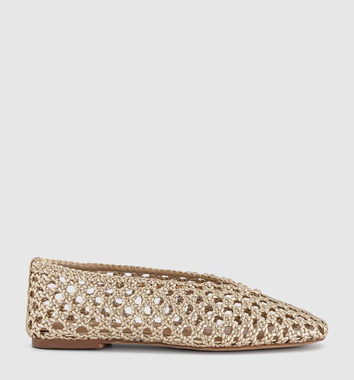 OFFICE Flawless Woven Ballerinas Gold