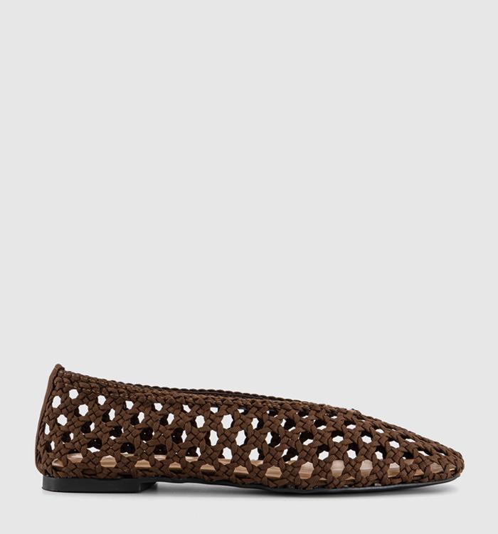 OFFICE Flawless Woven Ballerina Flats Brown Canvas