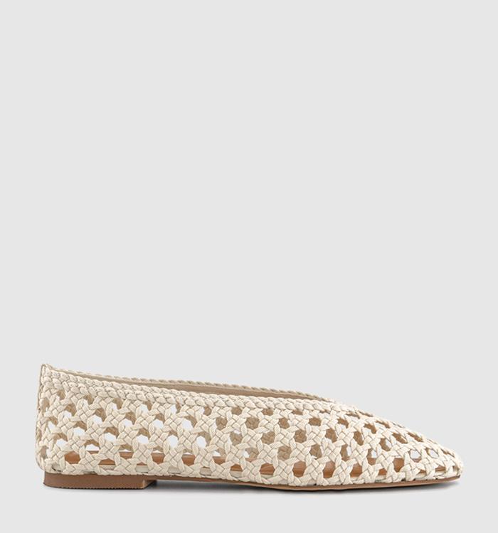 OFFICE Flawless Woven Ballerina Flats Cream Canvas