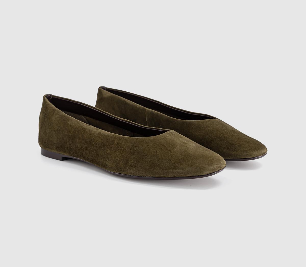 OFFICEFairytale Leather Ballerina PumpsOlive Suede