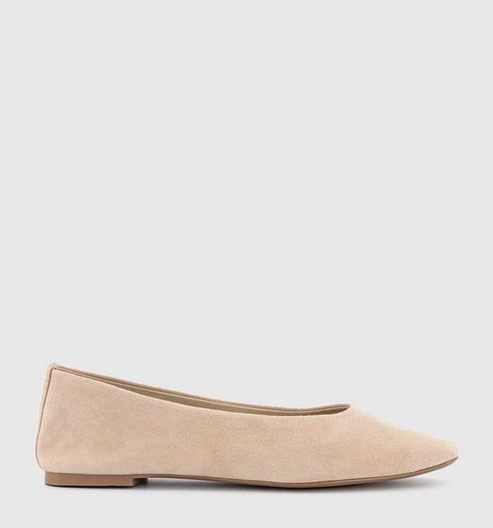 OFFICE Fairytale Leather Ballet Pumps Beige Suede