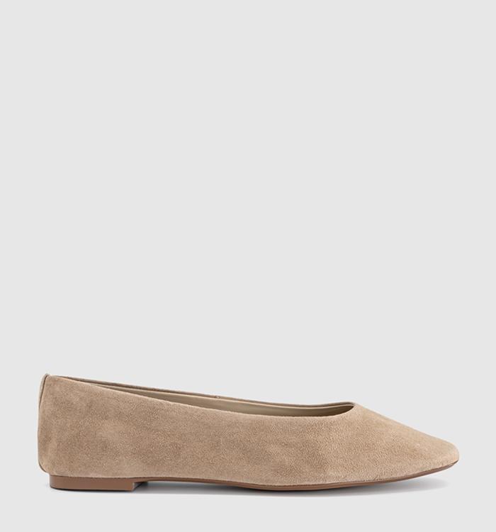 OFFICE Fairytale Leather Ballerina Pumps Taupe Suede