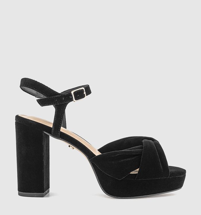 OFFICE Helena Knotted Platform Sandals Black Velvet