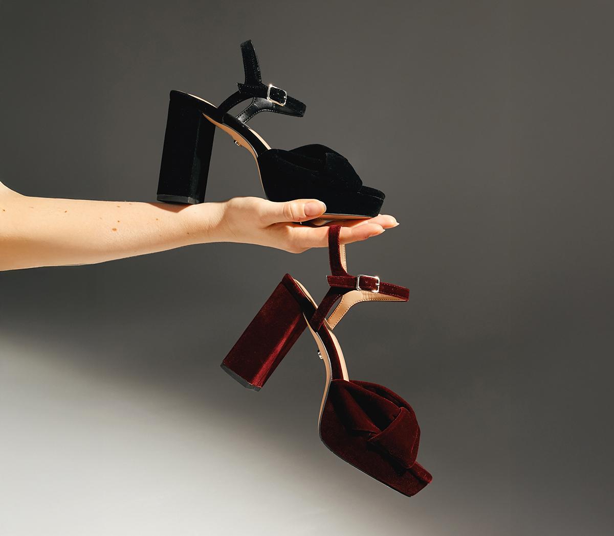 OFFICEHelena Knotted Platform SandalsBlack Velvet