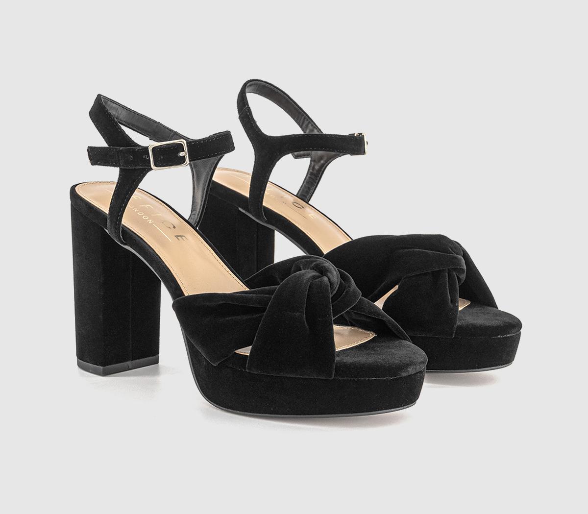 OFFICEHelena Knotted Platform SandalsBlack Velvet