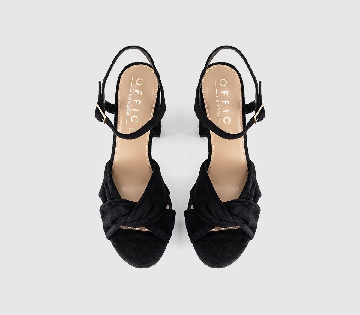 OFFICEHelena Knotted Platform SandalsBlack Faux Suede
