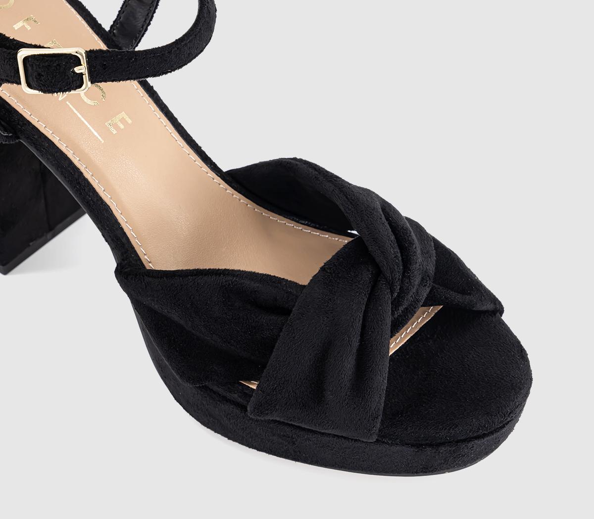OFFICEHelena Knotted Platform SandalsBlack Faux Suede
