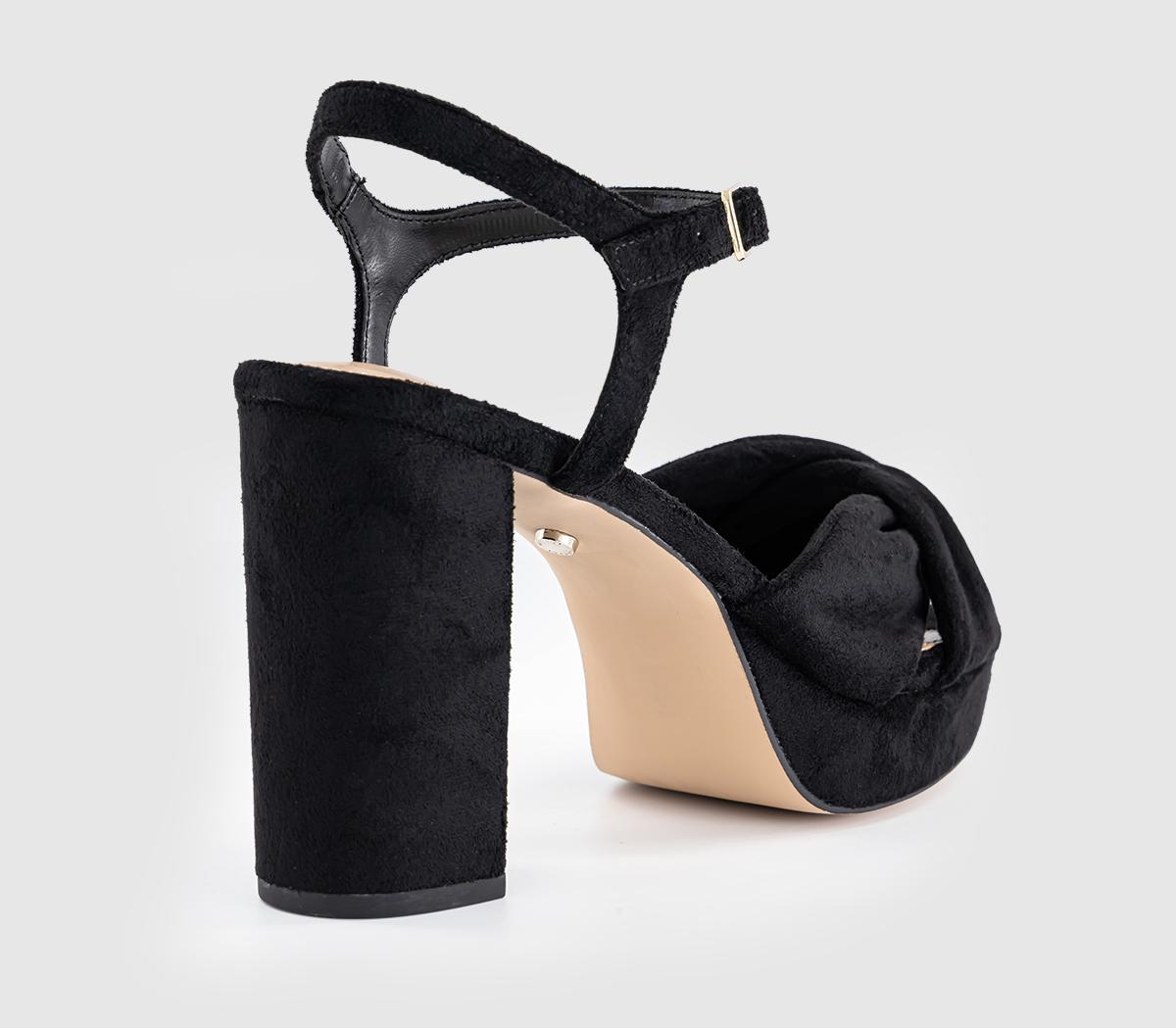 OFFICEHelena Knotted Platform SandalsBlack Faux Suede