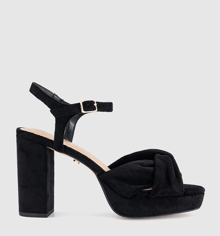 OFFICE Helena Knotted Platform Sandals Black Faux Suede