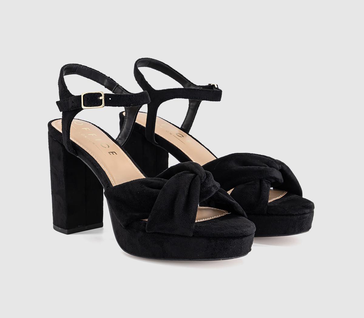 OFFICEHelena Knotted Platform SandalsBlack Faux Suede