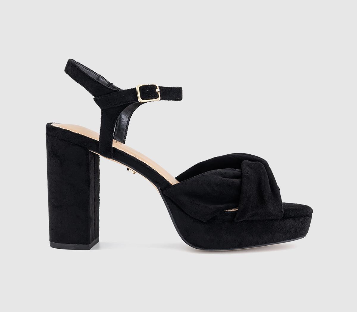 OFFICEHelena Knotted Platform SandalsBlack Faux Suede
