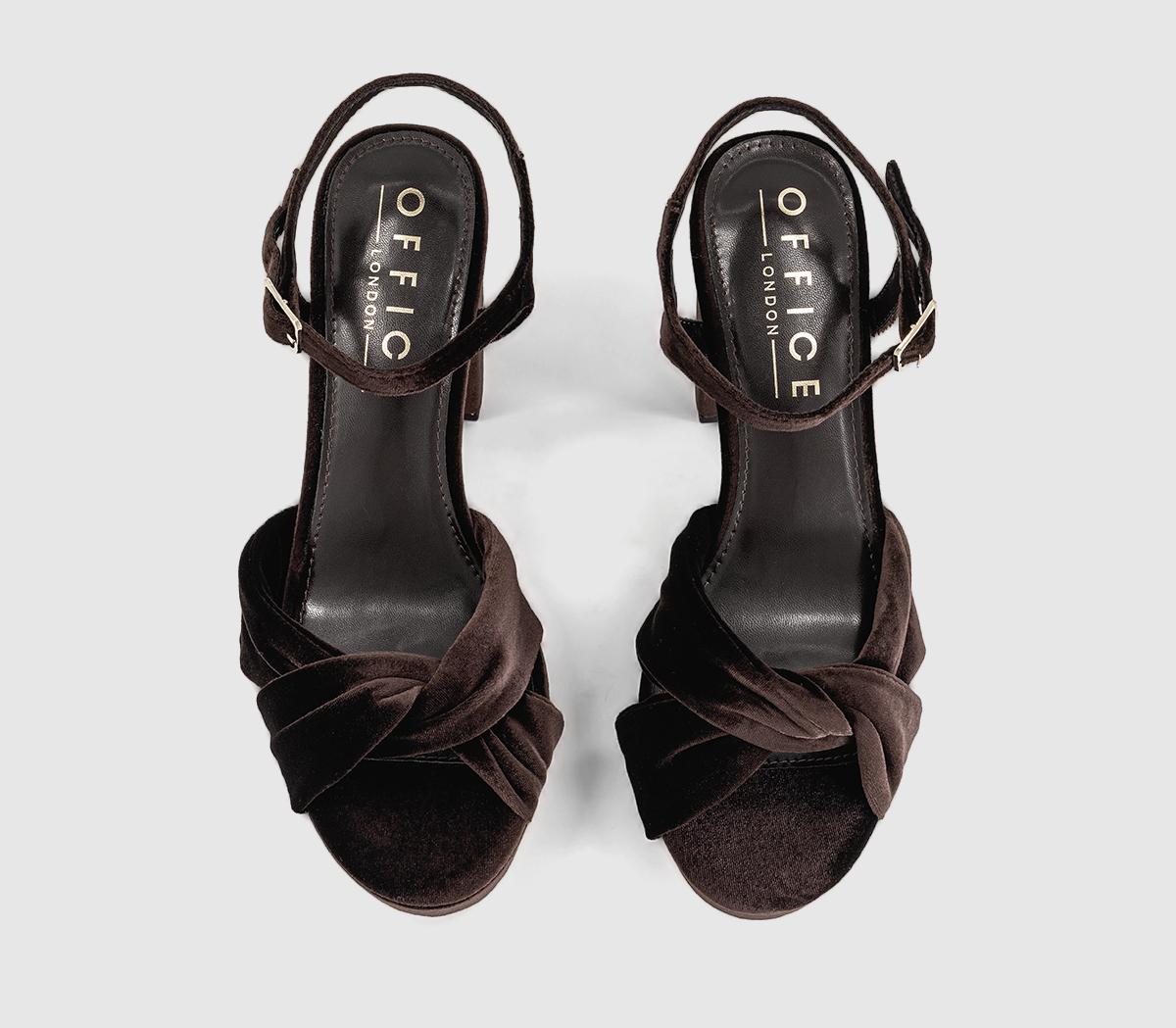OFFICEHelena Knotted Platform SandalsBrown Velvet