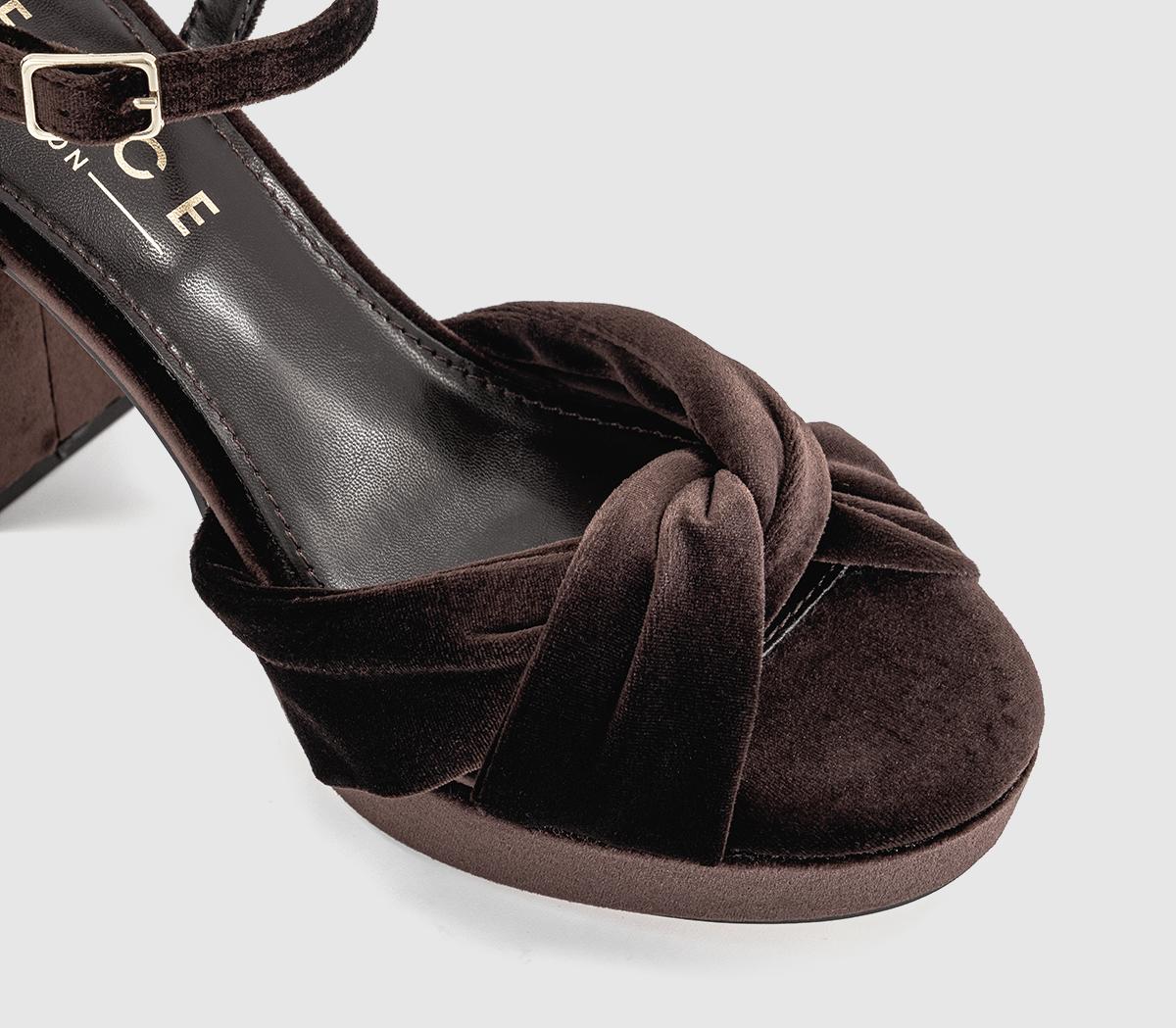 OFFICEHelena Knotted Platform SandalsBrown Velvet