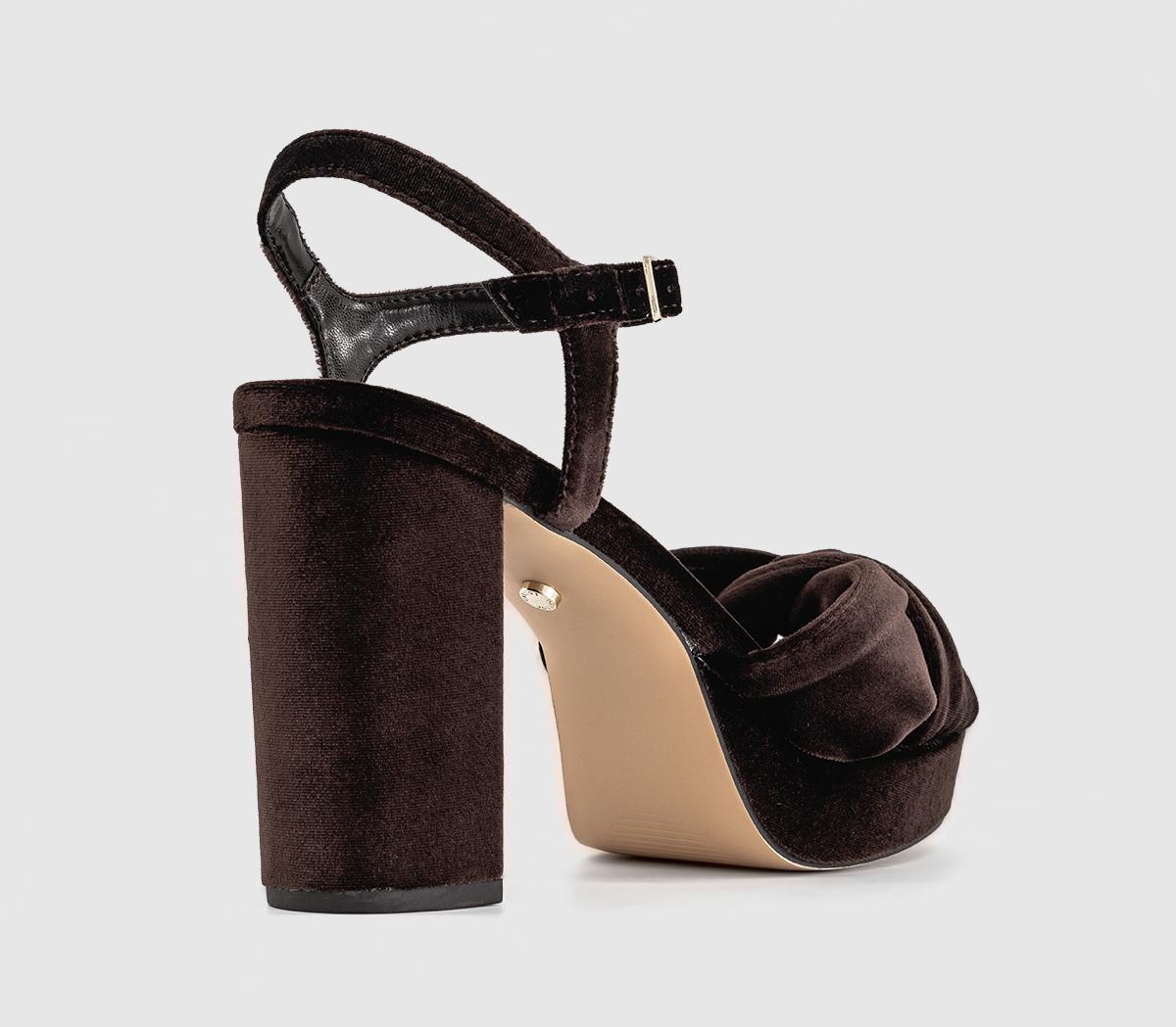 OFFICEHelena Knotted Platform SandalsBrown Velvet