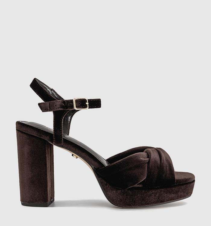OFFICE Helena Knotted Platform Sandals Brown Velvet