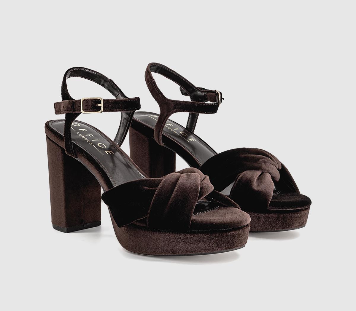 OFFICEHelena Knotted Platform SandalsBrown Velvet