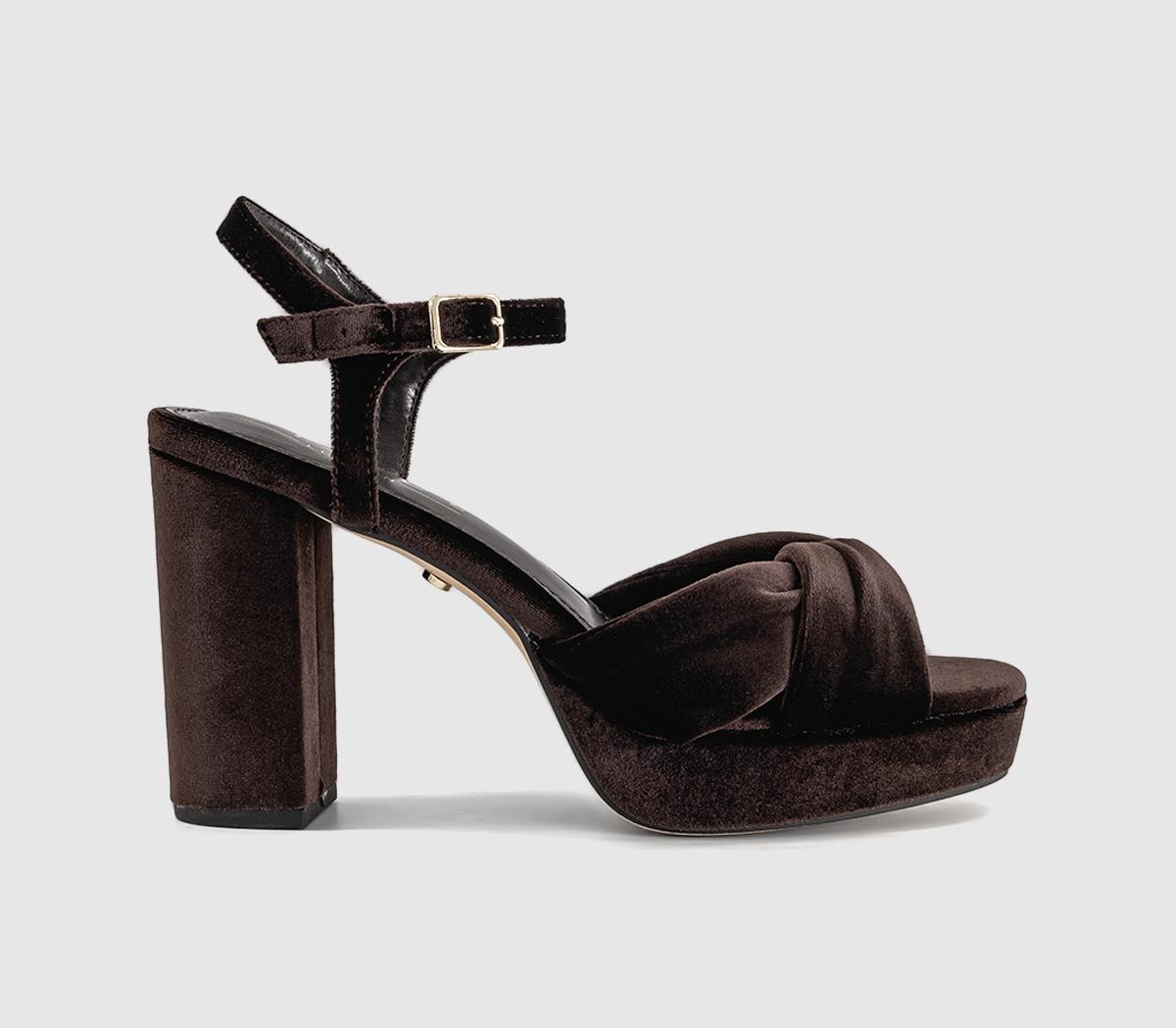 OFFICEHelena Knotted Platform SandalsBrown Velvet