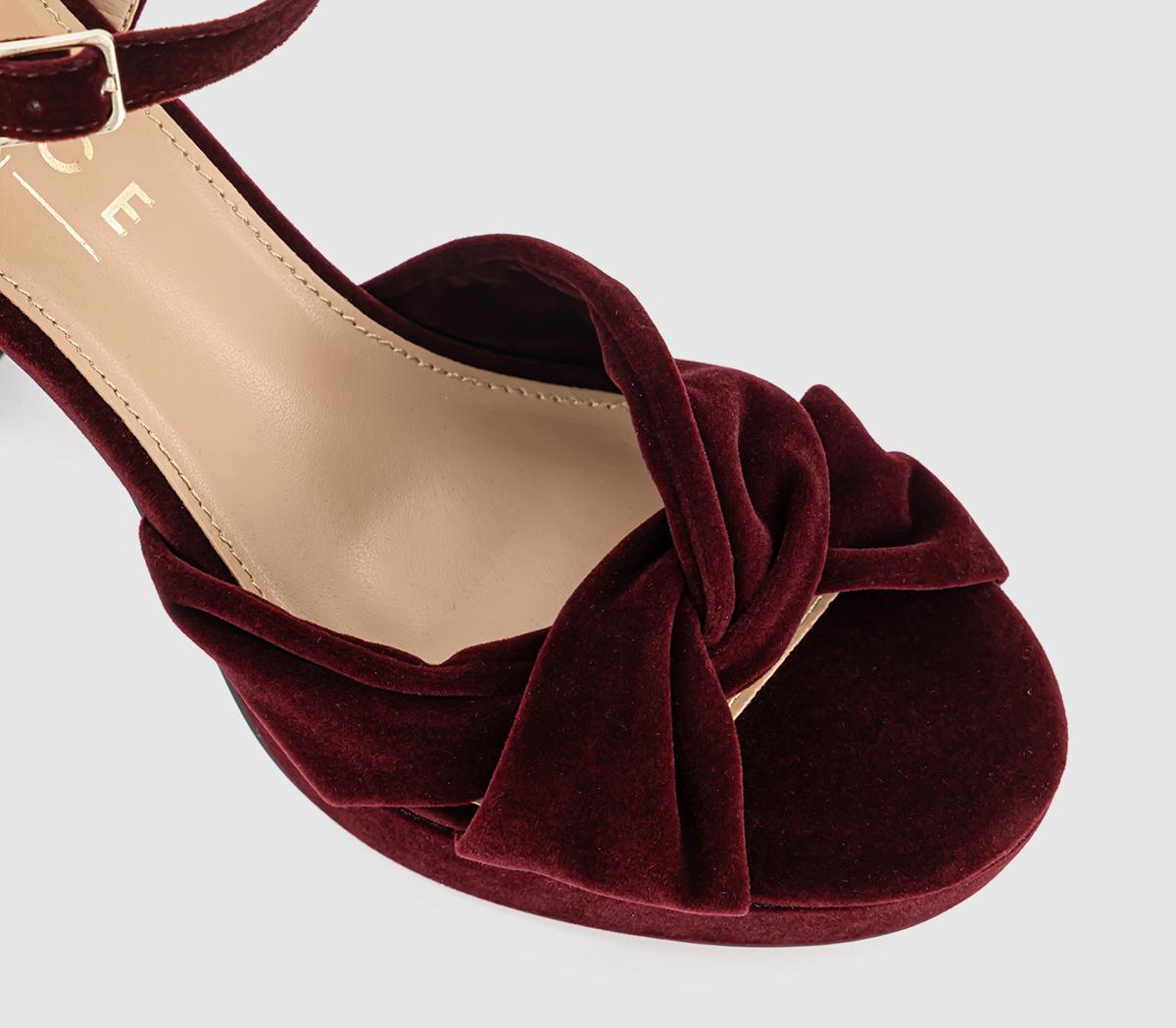 OFFICEHelena Knotted Platform SandalsBurgundy Velvet