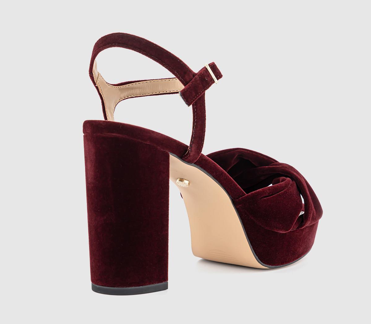 OFFICEHelena Knotted Platform SandalsBurgundy Velvet