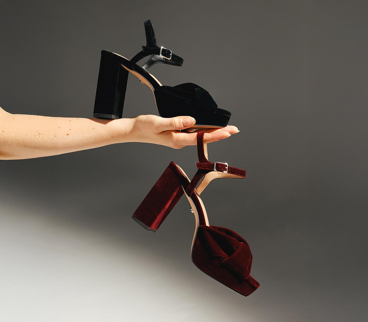 OFFICEHelena Knotted Platform SandalsBurgundy Velvet