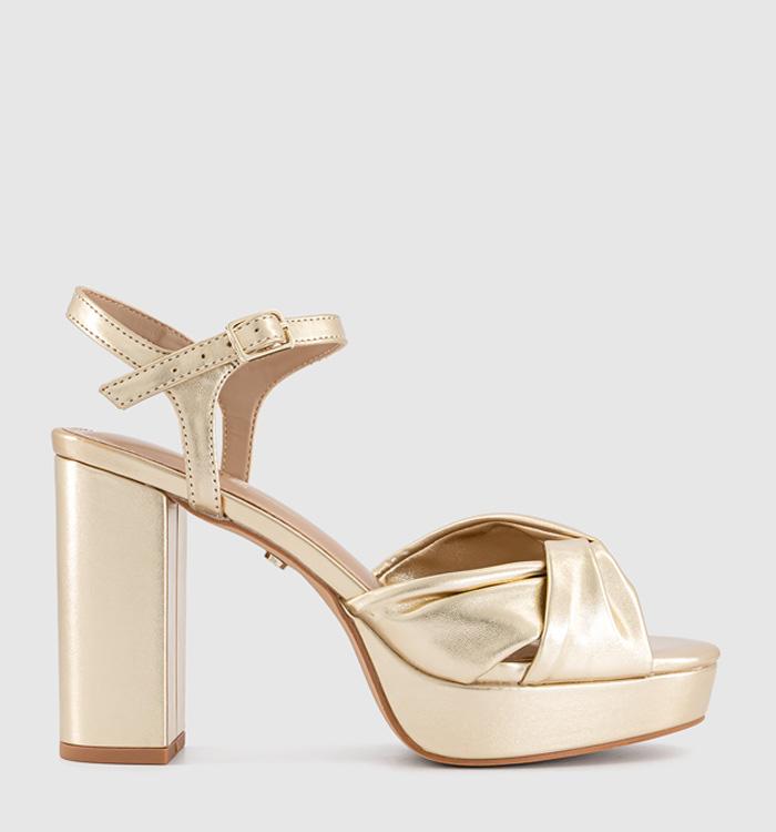 OFFICE Helena Knotted Platform Sandals Gold
