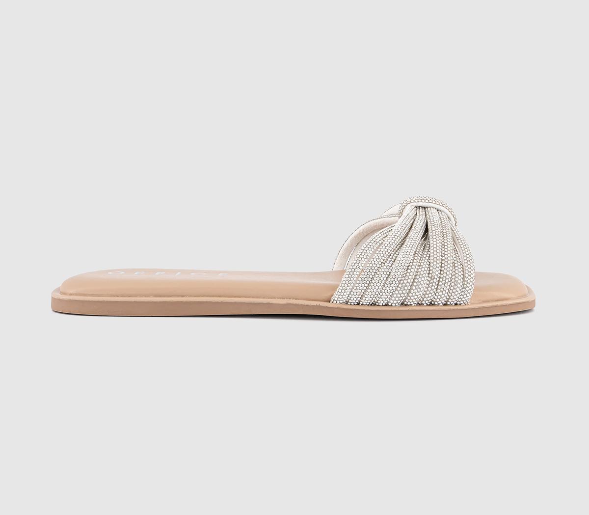 OFFICESydney Knot Twist Front Embellished Slides OFFICESydney Knot Twist Front Embellished SlidesSilver Embellished