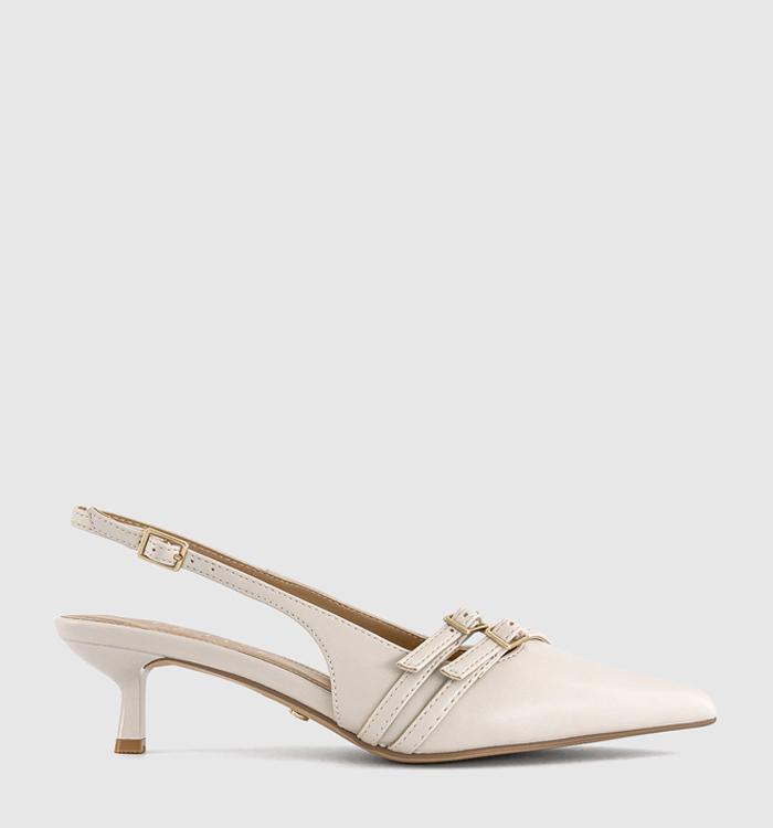 OFFICE Maizie Buckle Slingback Court Heels Off White