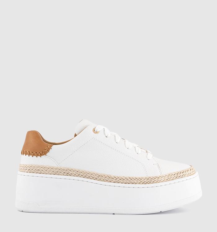 OFFICE Terri Jute Platform Lace Up Trainers White