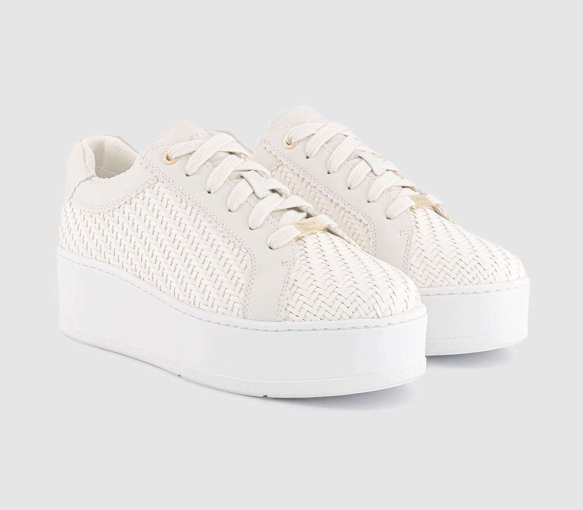 OFFICE Tizzy Woven Platform Lace Up Trainers OFFICE Tizzy Woven Platform Lace Up Trainers White