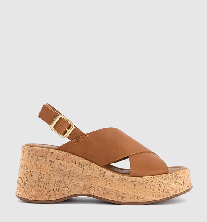 OFFICE Mojito Cross Over Cork Wedge Heels Tan