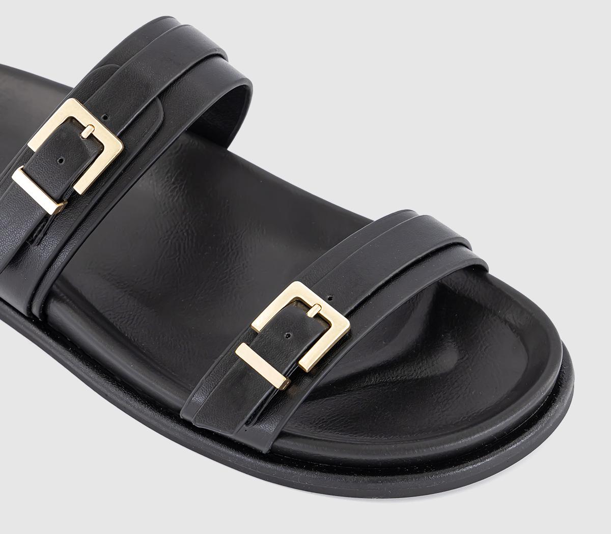 OFFICEShine Double Band Footbed Sliders OFFICEShine Double Band Footbed SlidersBlack