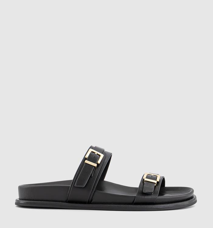 OFFICE Shine Double Band Footbed Sliders Black