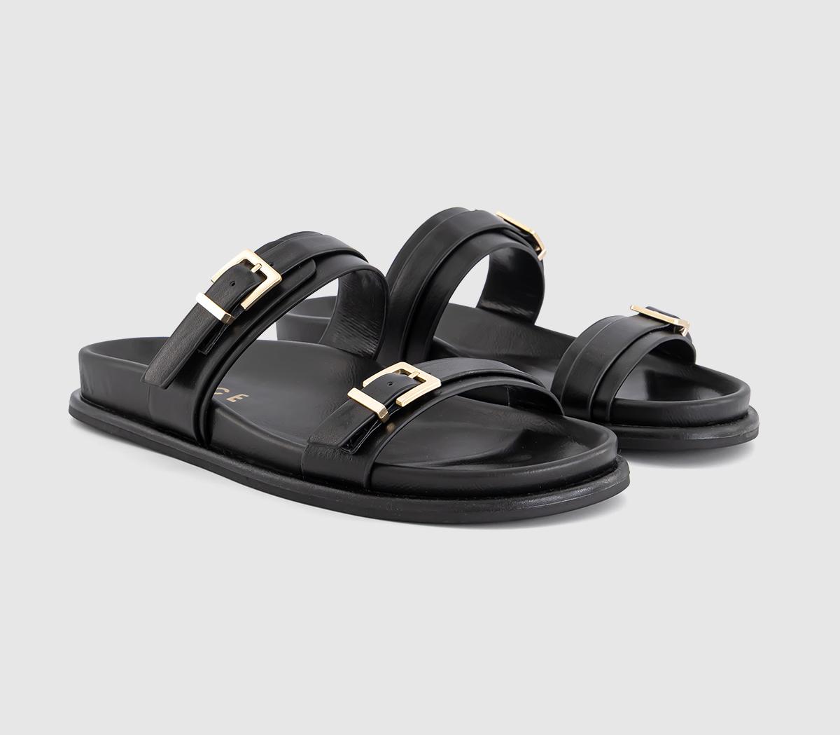 OFFICEShine Double Band Footbed Sliders OFFICEShine Double Band Footbed SlidersBlack