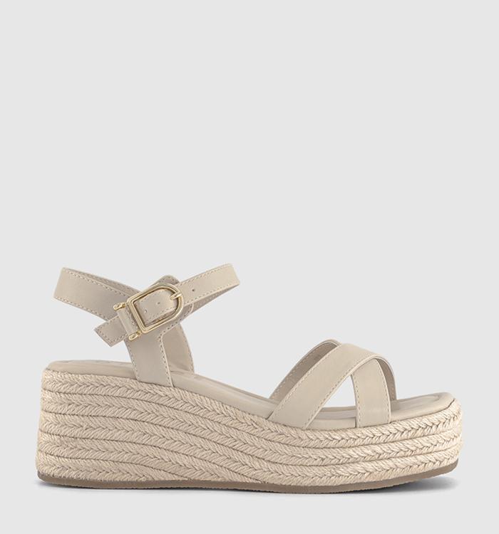 OFFICE Maria Cross Over Espadrille Wedges White