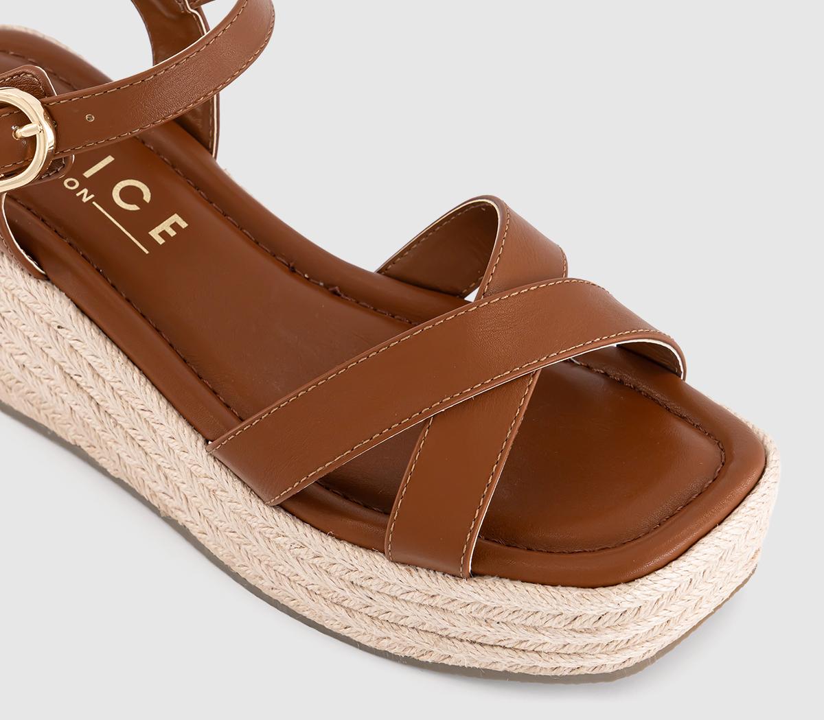 OFFICEMaria Cross Over Espadrille WedgesTan