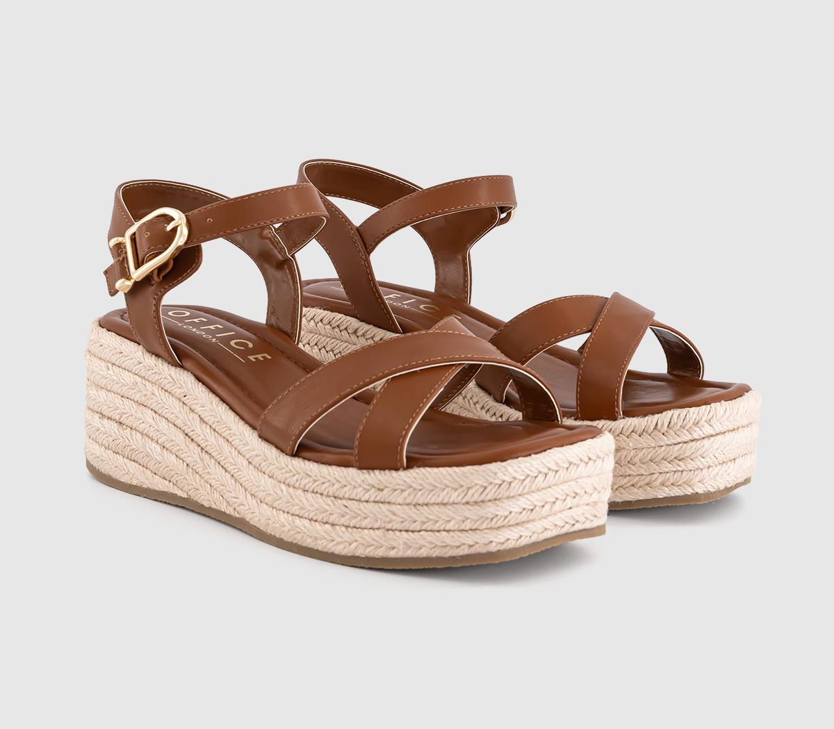 OFFICEMaria Cross Over Espadrille WedgesTan