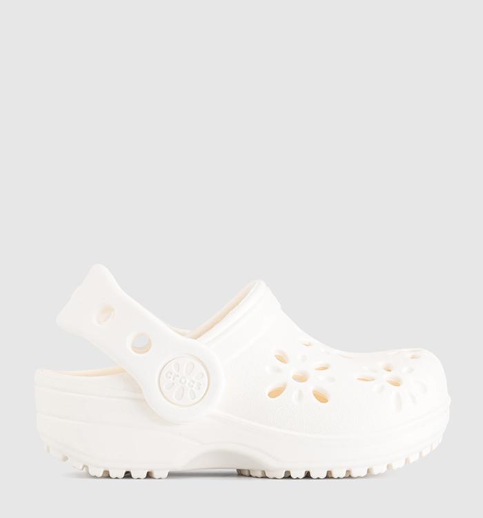 Crocs Classic Floral Cut Out Toddler Clogs Chalk