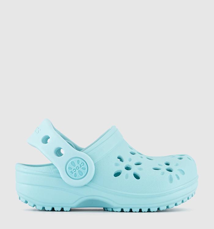 Crocs Classic Floral Cut Out Toddler Clogs Aqua Marina