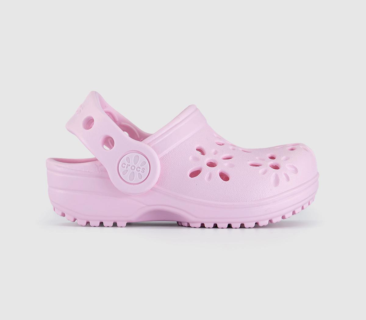 Crocs Classic Floral Cut Out Toddler Clogs Milk Pink in Kids  Size 7, Office Shoes