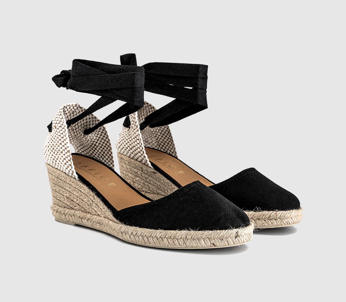 OFFICEMelissa Ankle Tie Espadrille WedgesBlack