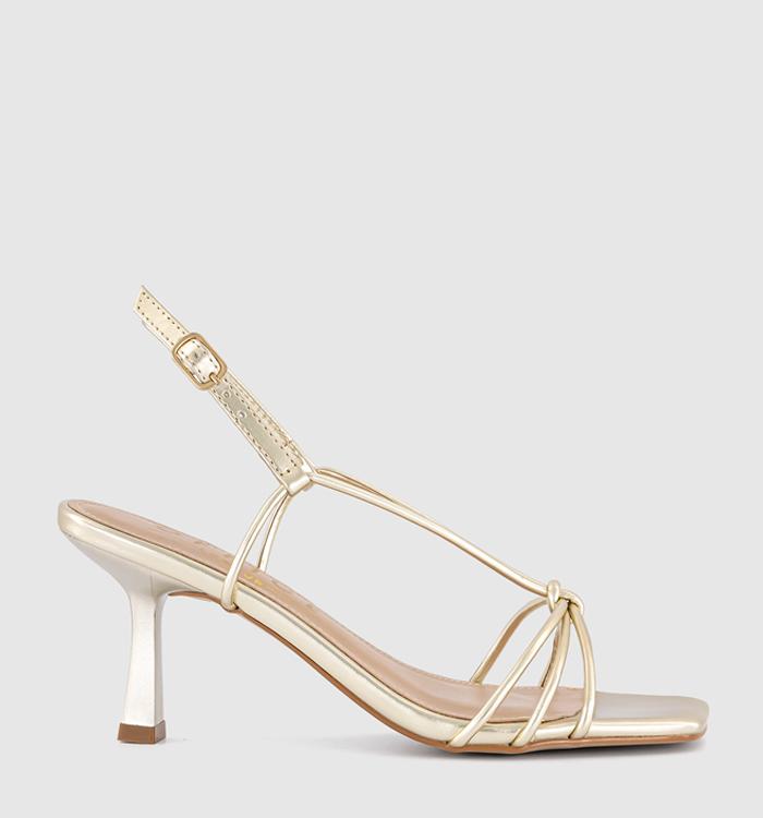OFFICE Mischa Knotted Slingback Heeled Sandals Gold
